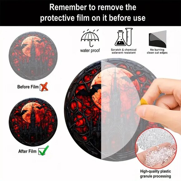 Gothic Castle Bats Suncatcher Goth Halloween Haunted House Scary In/Outdoor - Picture 3 of 3